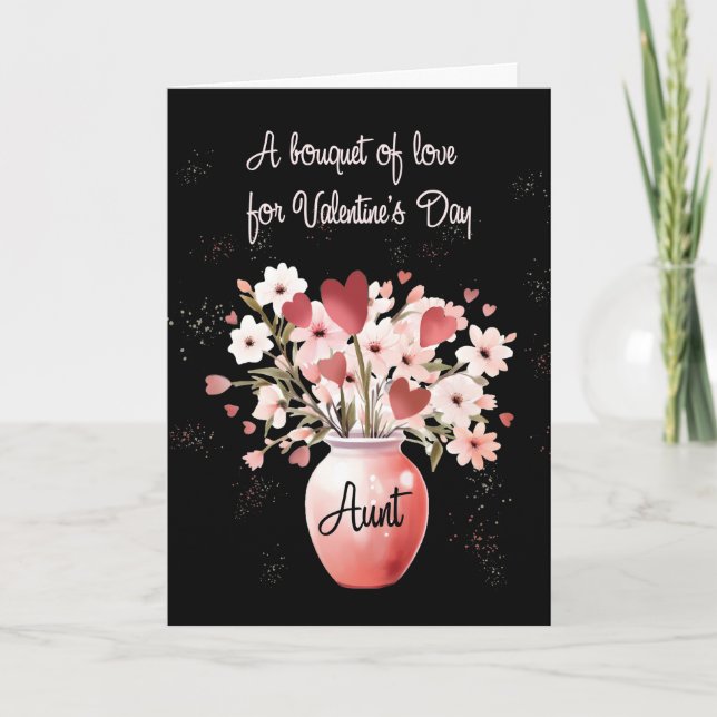 Aunt Valentines Day Bouquet of Love Card (Front)