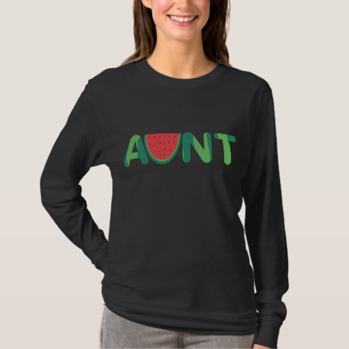 Aunt Watermelon Auntie Melon Cute Graphic T_Shirt