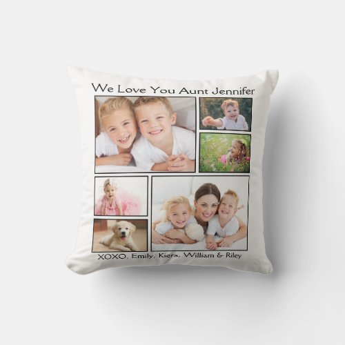 Aunt We Love You Photo Names Personalized Throw Pillow
