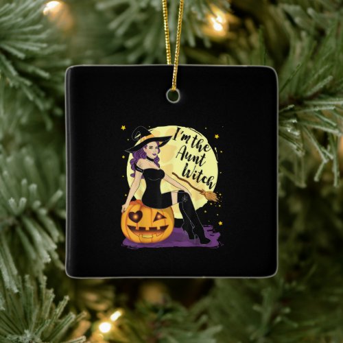 Aunt Witch Matching Family Halloween Squad Full Mo Ceramic Ornament