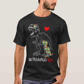 Auntasaurus Auntie Rex Autism Awareness Mother's D T-Shirt