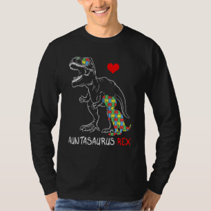 Auntasaurus Auntie Rex Autism Awareness Mother's D T-Shirt