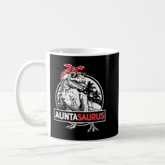 Auntasaurus T rex Dinosaur Auntie Saurus Family Ma Coffee Mug (Left)