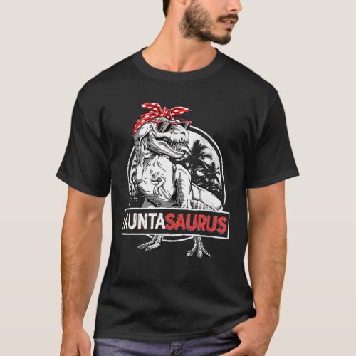 Auntasaurus T Rex Dinosaur Auntie Saurus Family Ma T_Shirt