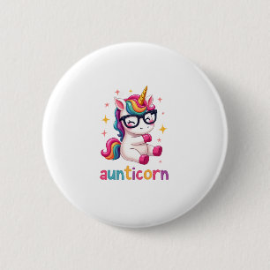 Aunticorn Aunty Dabbing Unicorn Auntie Aunt Christ Button