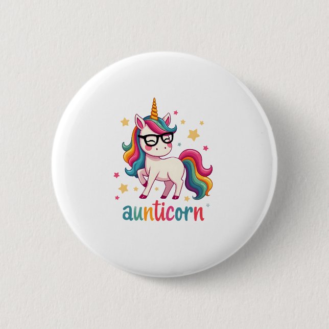 Aunticorn Aunty Dabbing Unicorn Auntie Aunt Christ Button (Front)