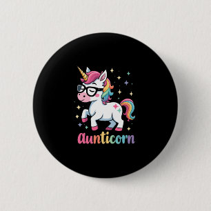Aunticorn Aunty Dabbing Unicorn Auntie Aunt Christ Button