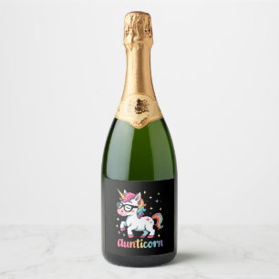 Aunticorn Aunty Dabbing Unicorn Auntie Aunt Christ Sparkling Wine Label