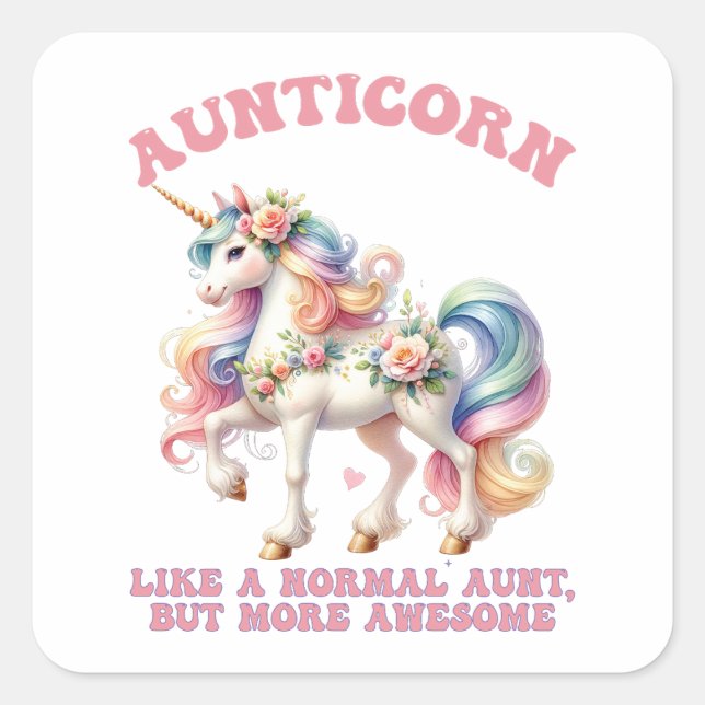 Aunticorn Cool Auntie Square Sticker (Front)