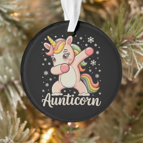 Aunticorn Dabbing Unicorn Auntie Christmas Xmas Ornament