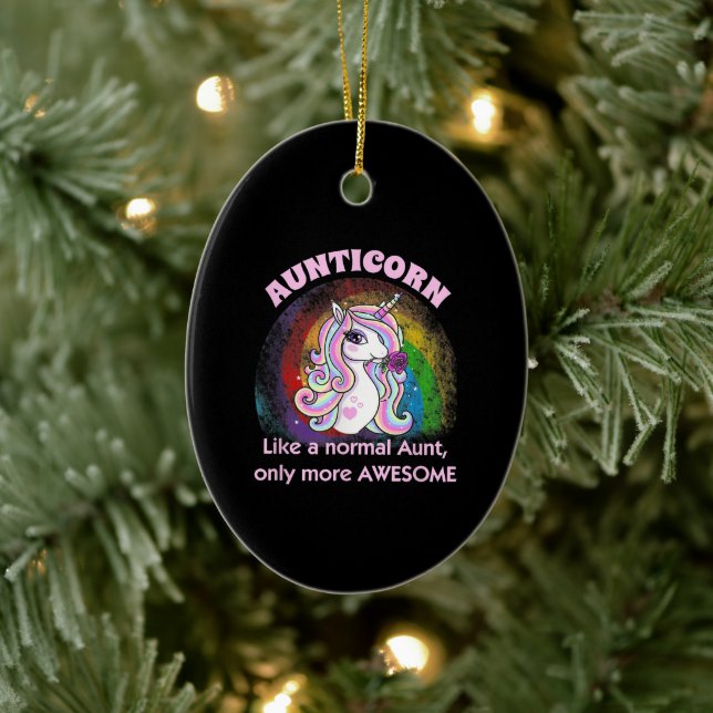 aunticorn  gift awesome aunt unicorn family ceramic ornament (Tree)