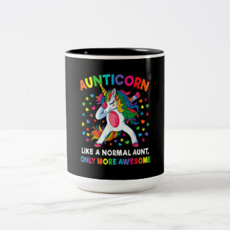 aunticorn like an aunt only awesome dabbing unicor Two-Tone coffee mug
