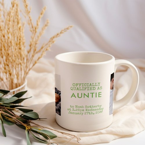 Auntie 2 Custom Baby Photos and Birth Stats Coffee Mug