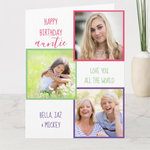 Auntie 3 Photo Collage Personalized Birthday