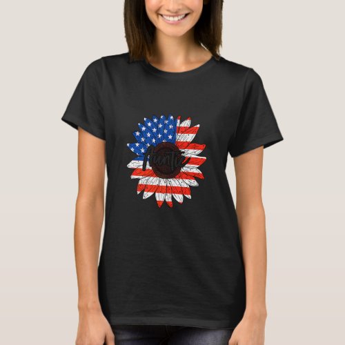 Auntie 4th Of July Sunflower Cute Aunt Women Patri T_Shirt