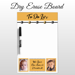 Auntie add name and photos to do list black orange dry erase board