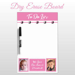 Auntie add name and photos to do list pink dry erase board