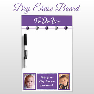 Auntie add name and photos to do list purple dry erase board
