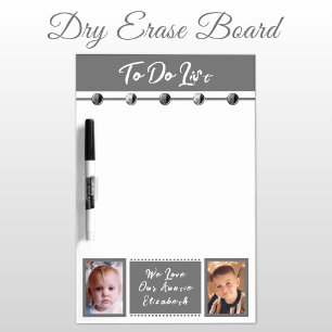 Auntie add name and photos to do list white grey dry erase board