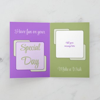 Auntie add name photo purple green birthday card | Zazzle