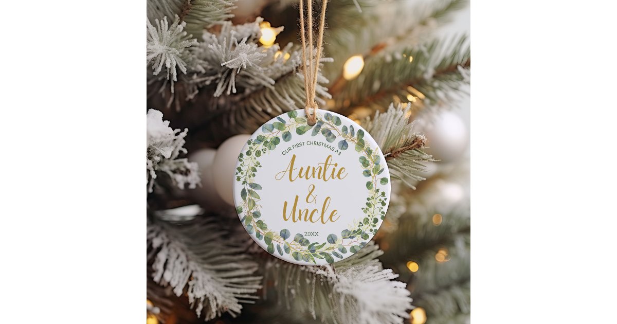 Auntie and Uncle First Christmas Ceramic Ornament | Zazzle