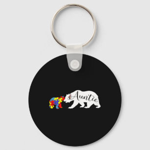 Auntie Bear Autism Awareness Month Aunt Women Niec Keychain