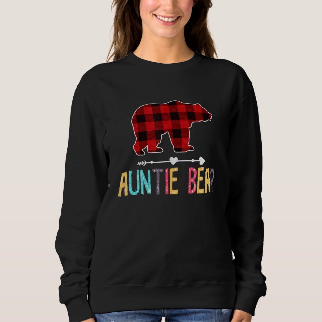 Auntie Bear Buffalo Plaid Sweatshirt (Front)