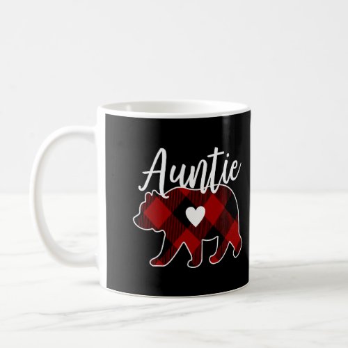 Auntie Bear Christmas Buffalo Plaid Red White Blac Coffee Mug