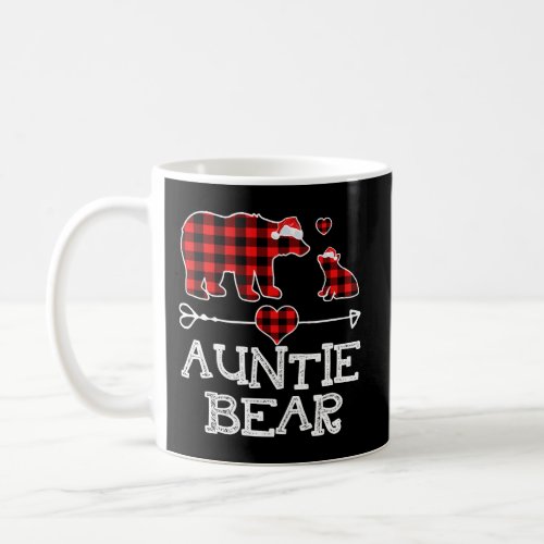 Auntie Bear Christmas Pajama Red Plaid Buffalo Fam Coffee Mug