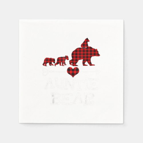 Auntie Bear Christmas Pajama Red Plaid Buffalo Fam Napkins