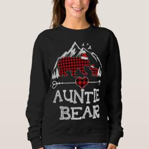 Auntie Bear Christmas Pajama Red Plaid Buffalo Fam Sweatshirt