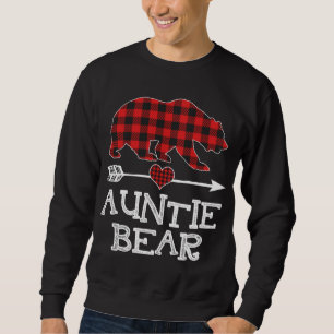 Auntie Bear Christmas Pajama Red Plaid Buffalo Fam Sweatshirt