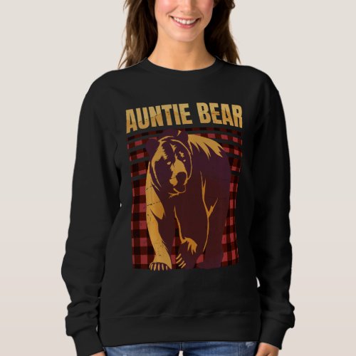 Auntie Bear Red Plaid Matching Pajama Family Women Sweatshirt