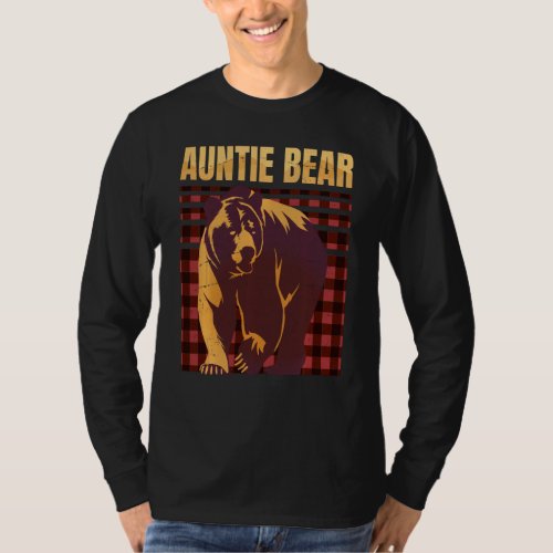 Auntie Bear Red Plaid Matching Pajama Family Women T_Shirt