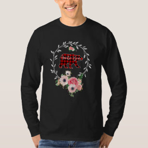 Auntie Bear Xmas Family Christmas Pajama Red Plaid T-Shirt