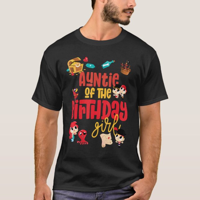 Auntie Birthday Girl Pirate Birthday Party Theme O T-Shirt (Front)