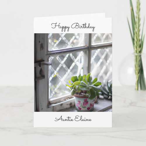 Auntie Birthday  Pretty Plant in the Window Card