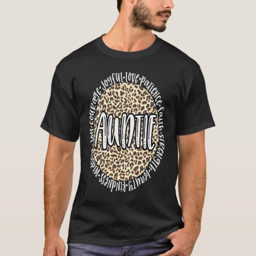 AUNTIE Cheetah Leopard Print Circle Love Patience  T_Shirt