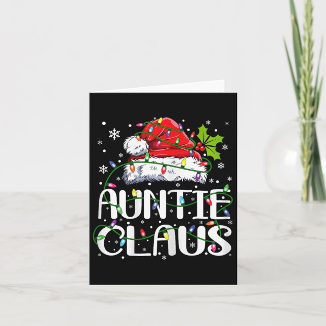Auntie Claus Christmas Lights Pajama Family Matchi Card (Front)