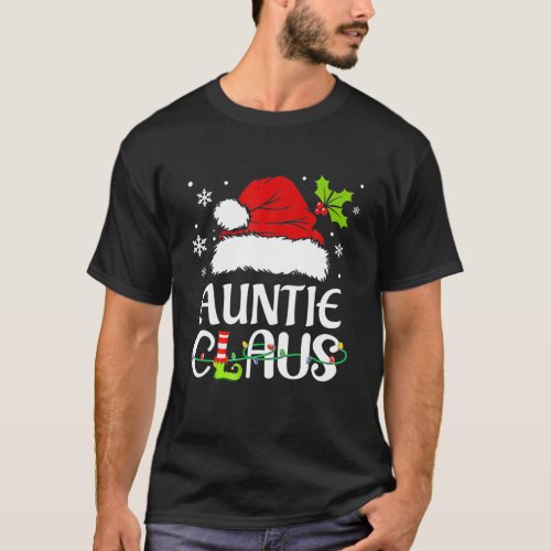 Auntie Claus Christmas Pajama Family Matching Xmas T_Shirt