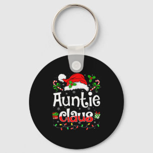 Auntie Claus Shirt Christmas Lights Pajama Family Keychain