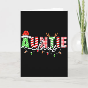 Auntie Claus Xmas Christmas Lights Pajama Family M Card