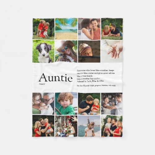 Auntie Definition Quote Photo Collage Fleece Blanket