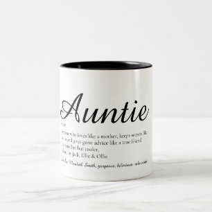 Auntie Definition Quote Stylish Script Two-Tone Coffee Mug