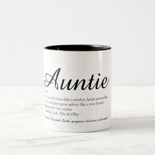 Auntie Definition Quote Stylish Script Two_Tone Coffee Mug