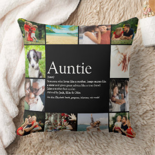 Auntie Definition Saying Photo Collage Large Throw Pillow