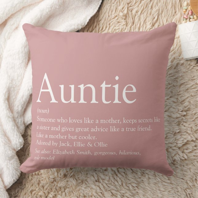 Auntie Definition Saying Pink Large Throw Pillow (Blanket)