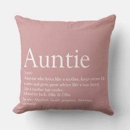 Auntie Definition Saying Pink Large Throw Pillow
