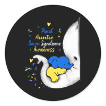 Auntie Down Syndrome Awareness Day Elephant T21 Wo Classic Round Sticker