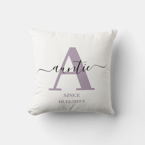 Auntie Elegant Script Monogram Throw Pillow